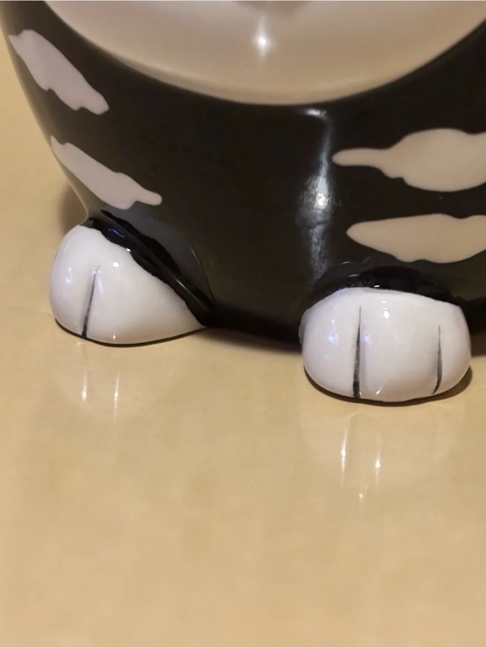 Pier 1 Imports Black & White Striped Chubby Cat Mug. Ceramic